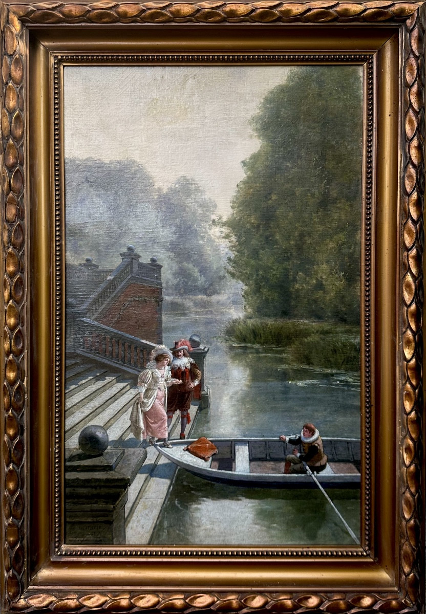 Paul Leyendecker (paris, 1841-1891) Romantic Scene-photo-2