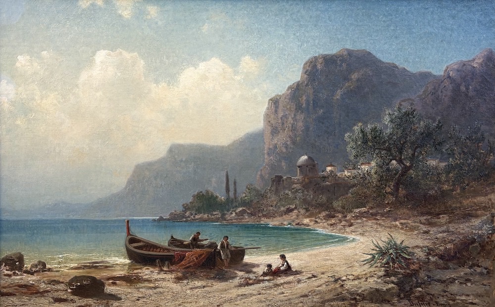  Adolf Dressler (Breslau, 1833-1881)  Paysage de la côte Italienne-photo-2