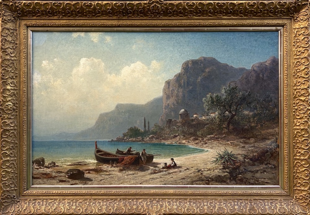  Adolf Dressler (Breslau, 1833-1881)  Paysage de la côte Italienne