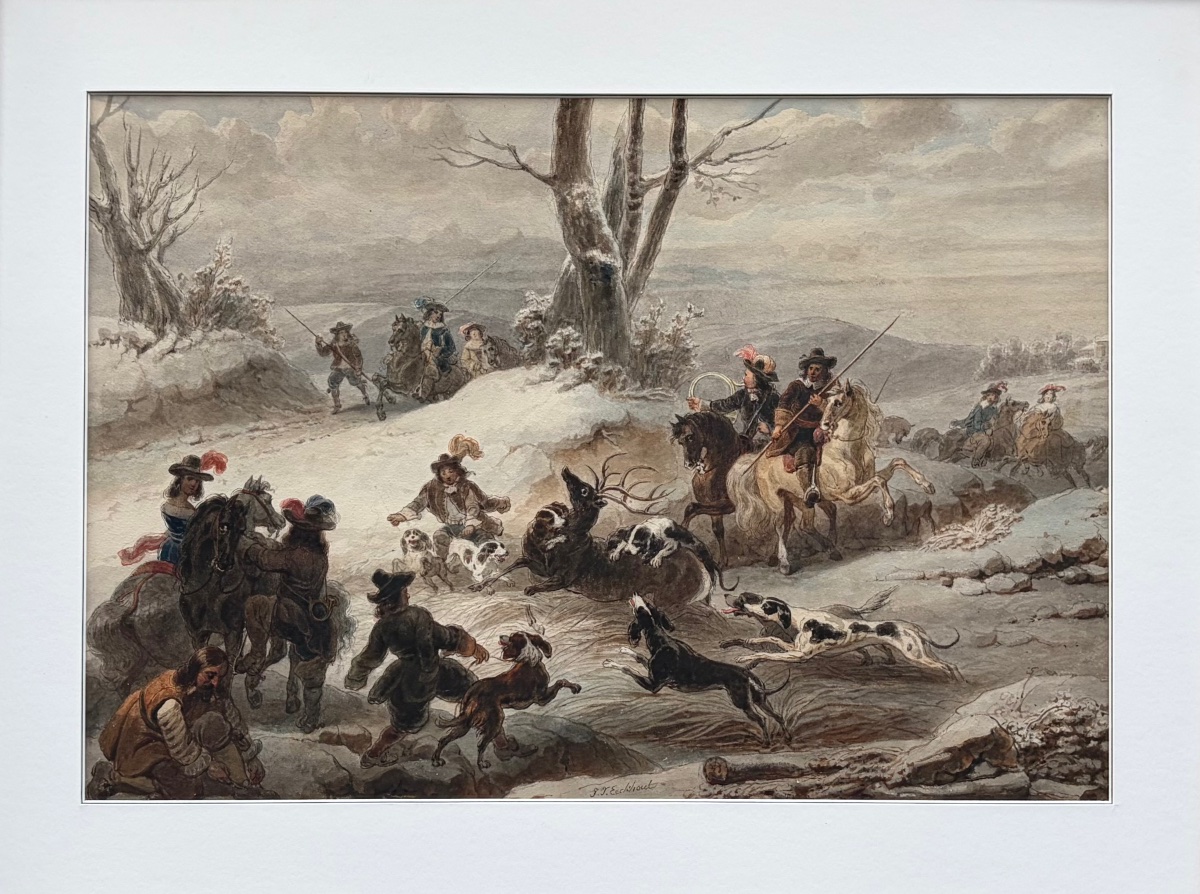 Jacobus Josephus Eeckhout (1793–1861) Hunting Scene-photo-2