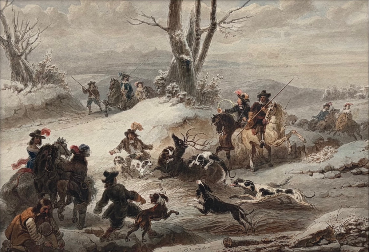 Jacobus Josephus Eeckhout (1793–1861) Hunting Scene-photo-3