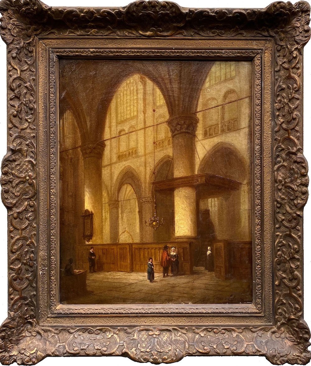 Jean Tetar van Elven (1805 Amsterdam – 1889 Voorschoten) "Intérieur de l'église"