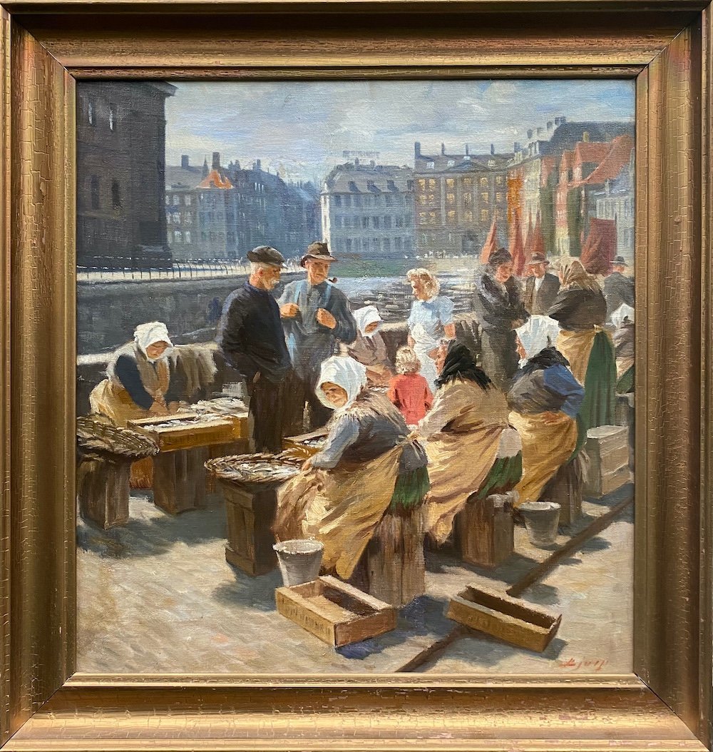 Søren Christian Bjulf (løgstør, 1890 - 1958) "fish Market In Copenhagen"