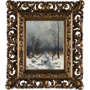 Heinrich Gogarten (1850 - 1911) "Paysage d'hiver"