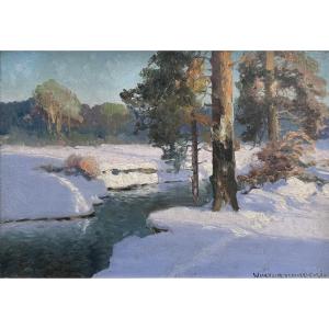 Wiktor Korecki (1897 - 1980) Paysage d'hiver en Pologne
