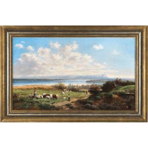 Ernst J. Engelmann (1820 - 1920) - Scène au Lac Chiemsee