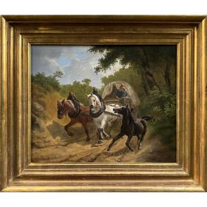 Charles-philogène Tschaggeny (1815–1894) Driving A Horse-drawn Carriage
