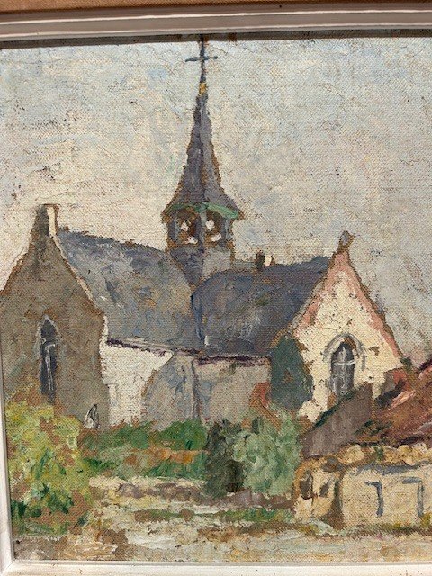  "Un tableau d'une vue l"eglise  dans le style et periode  de Rik Wouters."-photo-2
