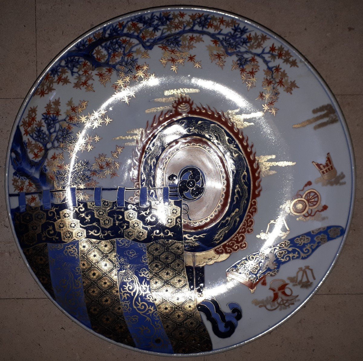 Grand Plat Japonais En Porcelaine d'Arita (Imari), Japon ère Meiji-photo-2