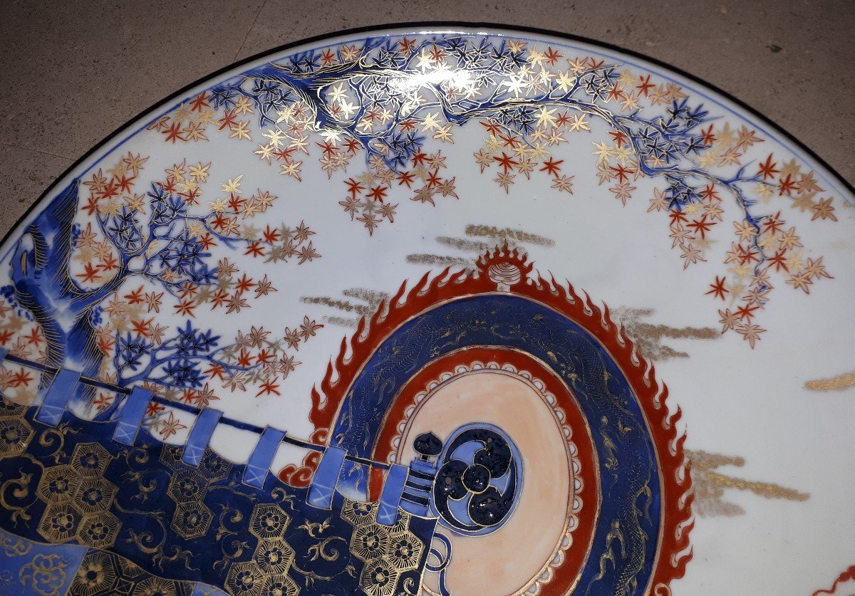 Grand Plat Japonais En Porcelaine d'Arita (Imari), Japon ère Meiji-photo-3