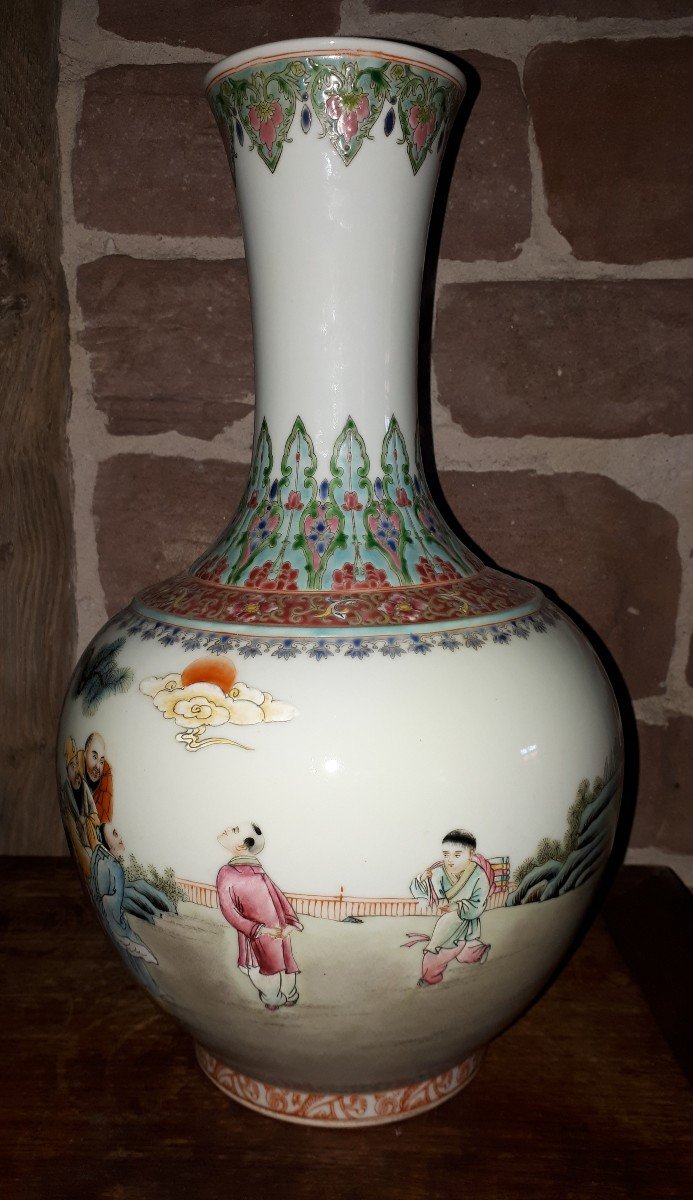 Vase Chinois En Porcelaine, Chine Période République-photo-2