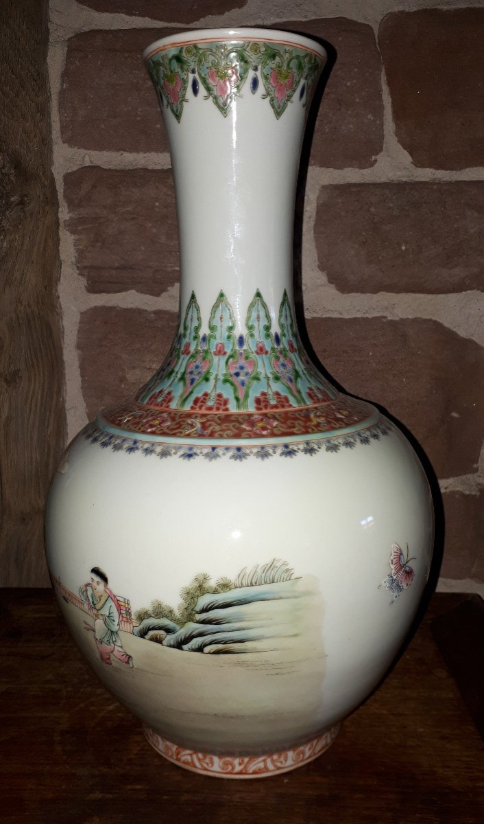 Vase Chinois En Porcelaine, Chine Période République-photo-3