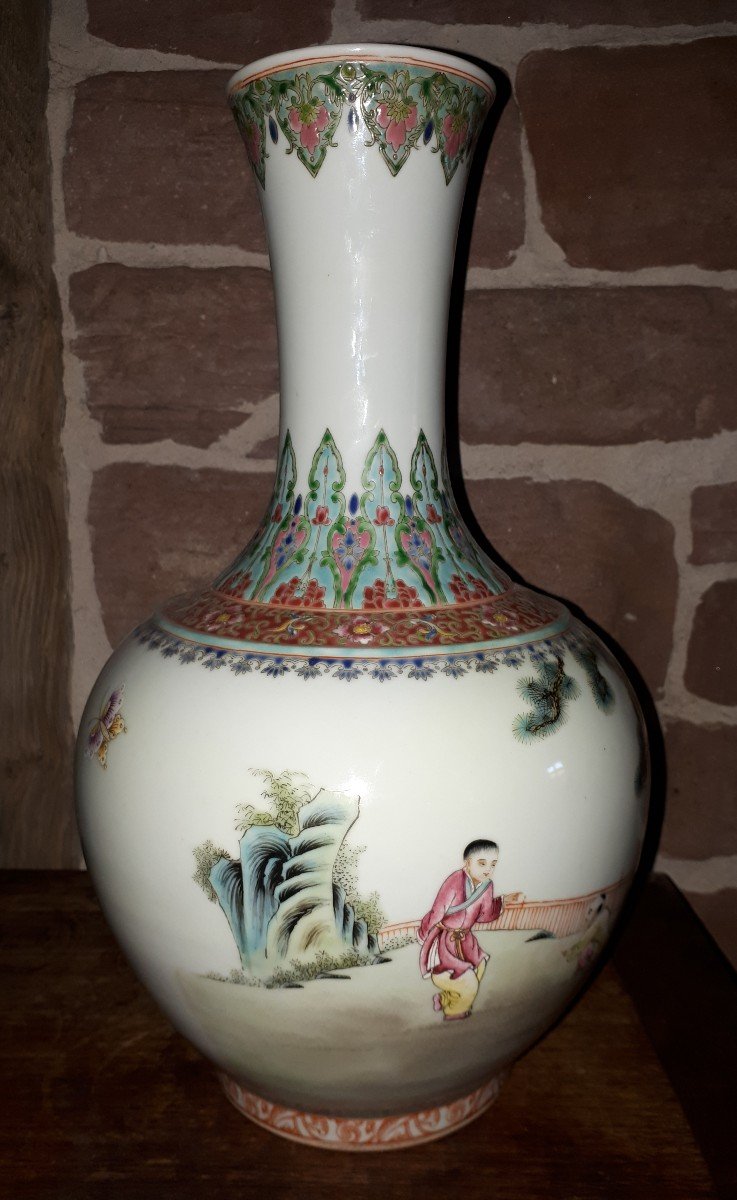 Vase Chinois En Porcelaine, Chine Période République-photo-1