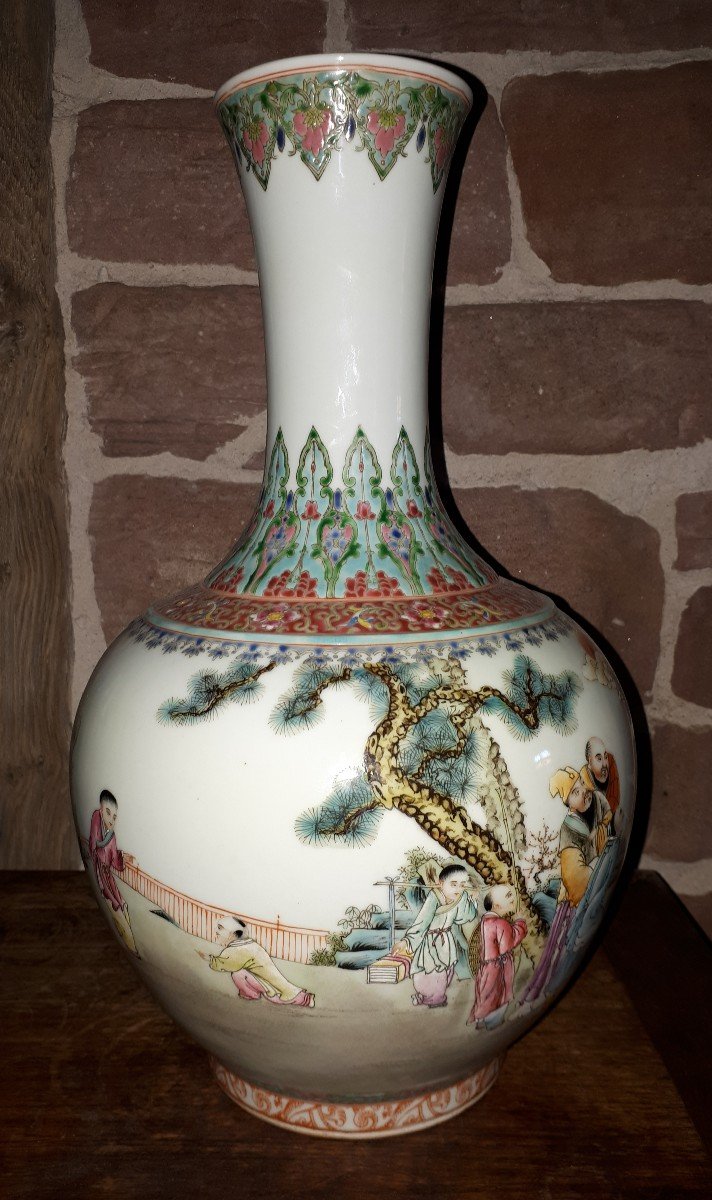 Vase Chinois En Porcelaine, Chine Période République-photo-2