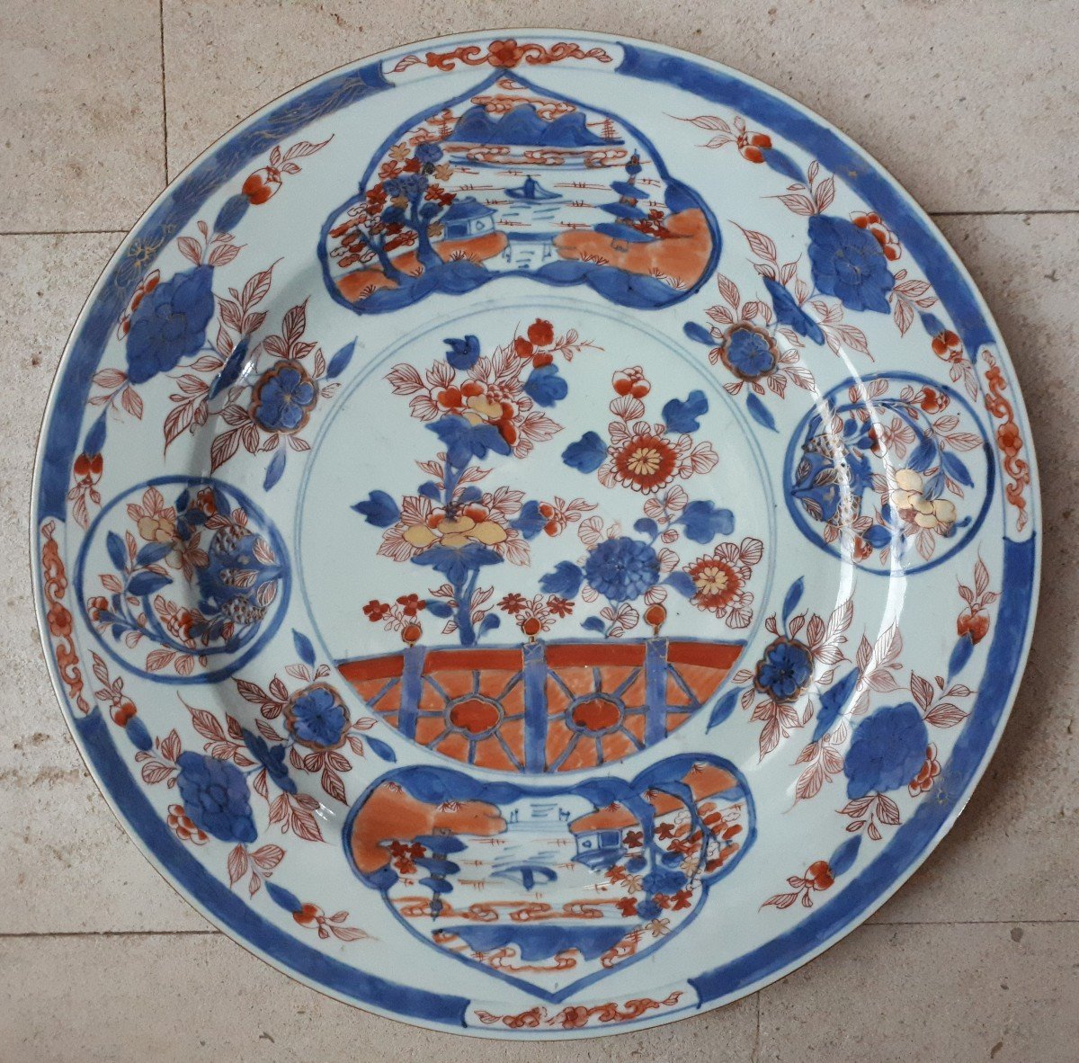 Plat Chinois d'Epoque Kangxi, Chine Dynastie Qing