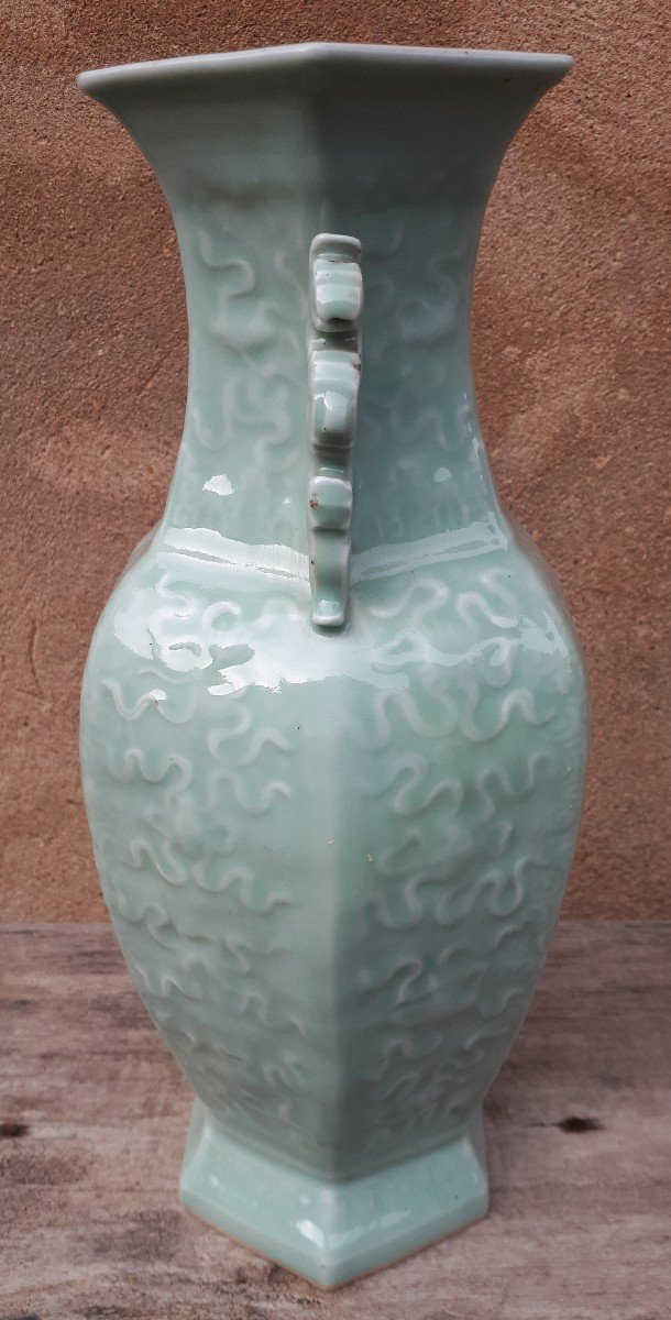 Vase chinois céladon (porcelaine verte), Chine époque Daoguang-photo-4