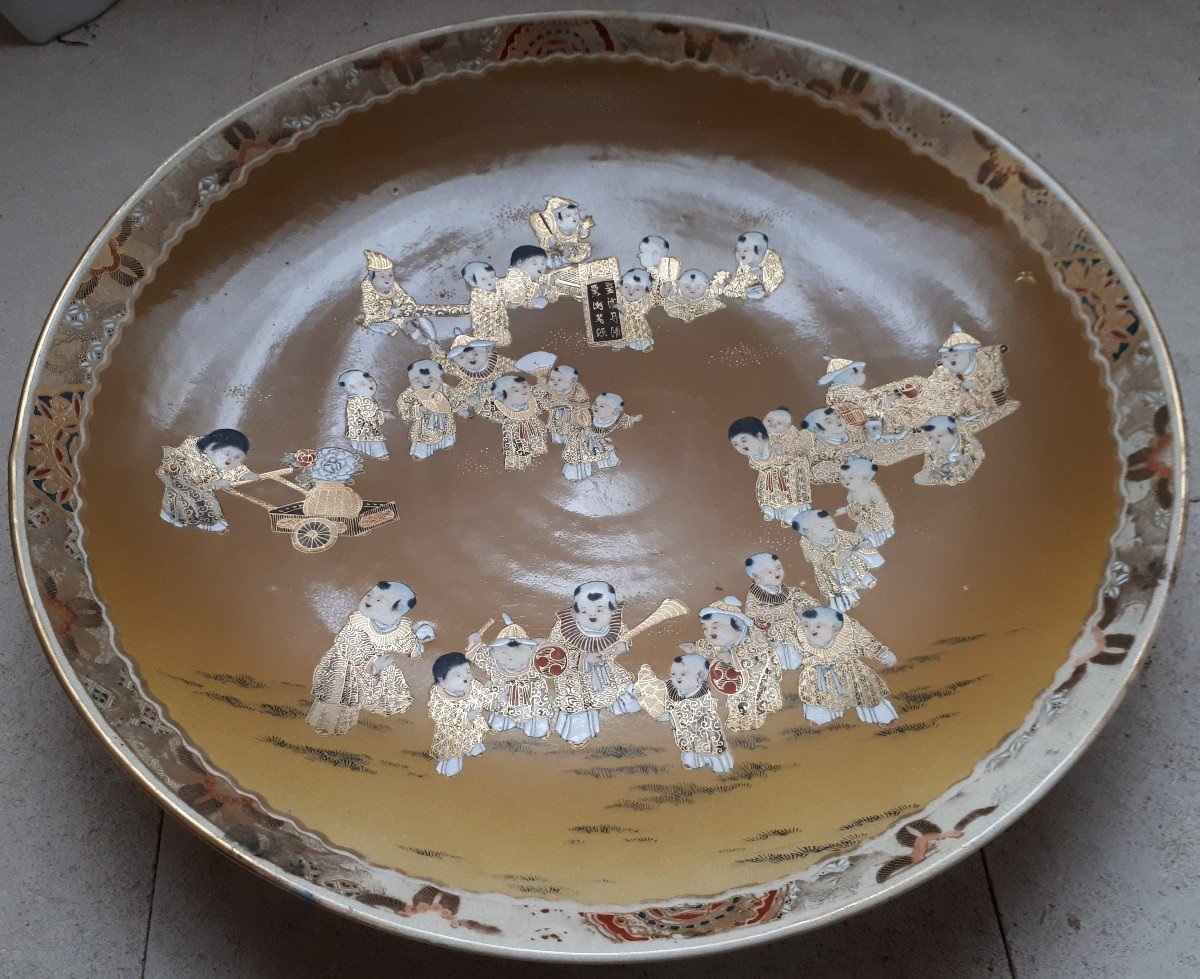 Grand Plat Japonais En Faïence De Satsuma, Japon ère Meiji-photo-2