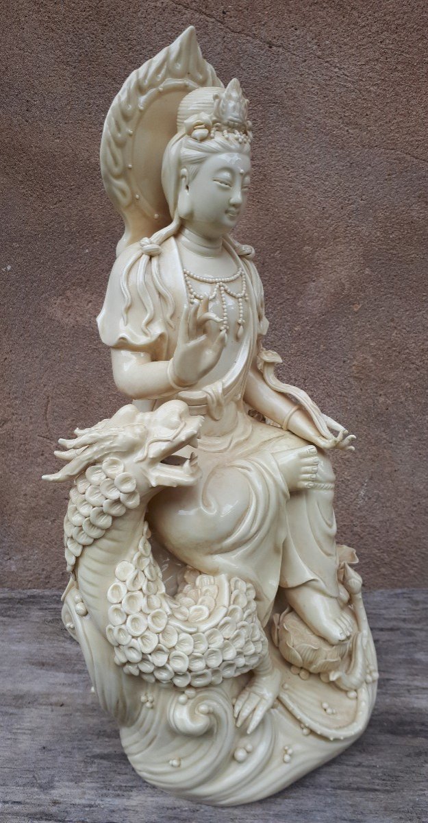 Guanyin Blanc De Chine Statue, Republic Period-photo-2