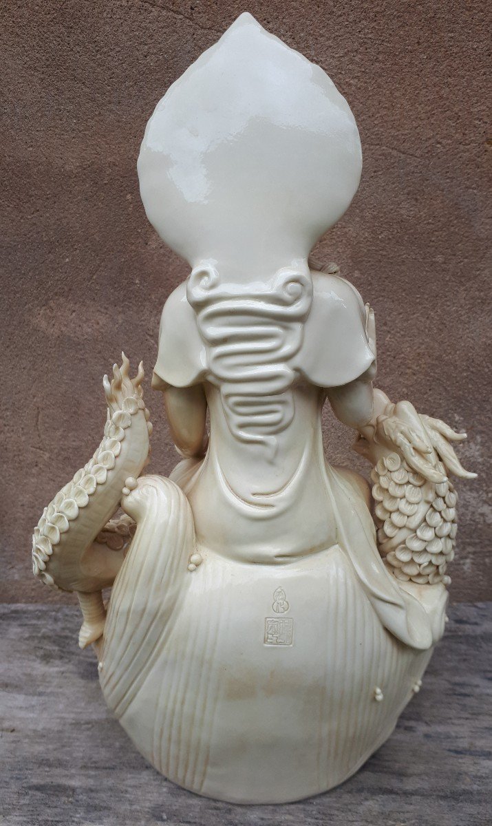 Guanyin Blanc De Chine Statue, Republic Period-photo-4