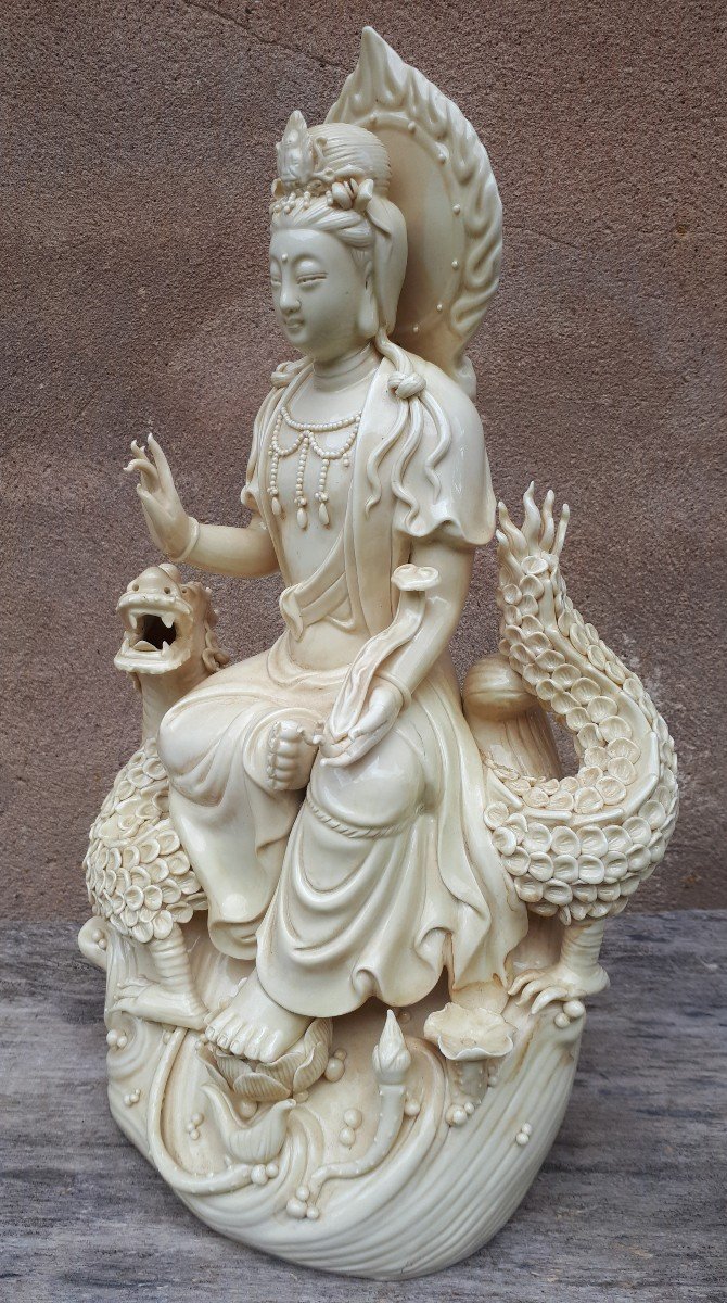 Guanyin Blanc De Chine Statue, Republic Period-photo-2