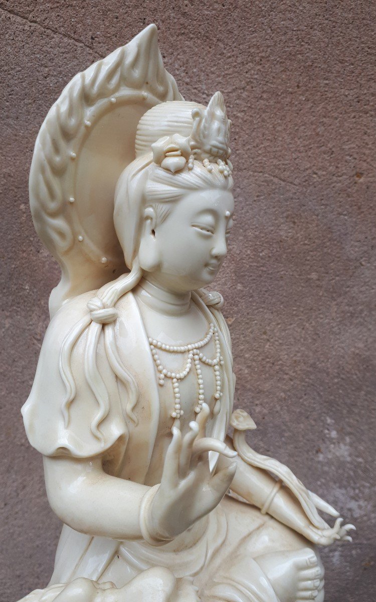 Guanyin Blanc De Chine Statue, Republic Period-photo-4
