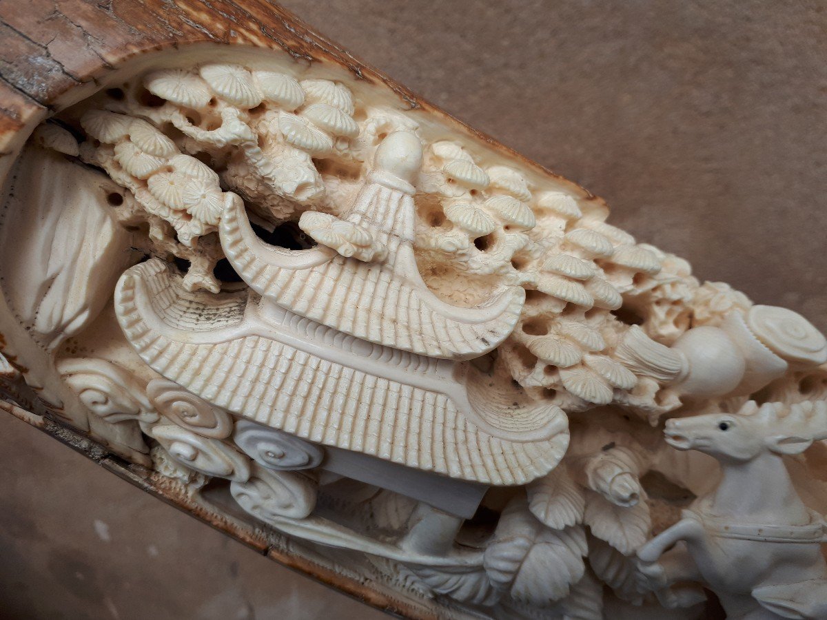 Carved Mammoth Ivory Tusk, Chinese Crafts-photo-3