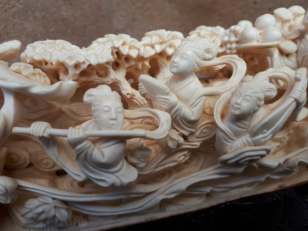 Carved Mammoth Ivory Tusk, Chinese Crafts-photo-2