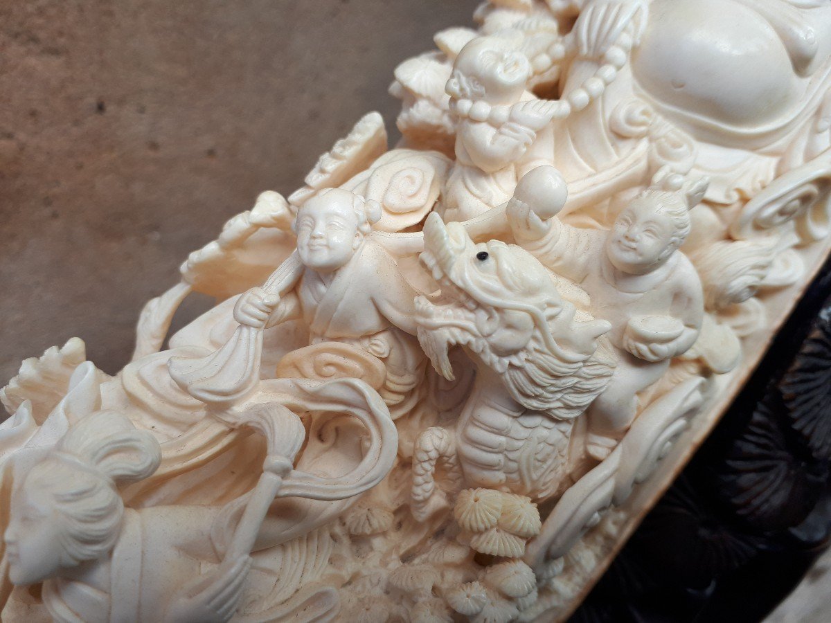 Carved Mammoth Ivory Tusk, Chinese Crafts-photo-4