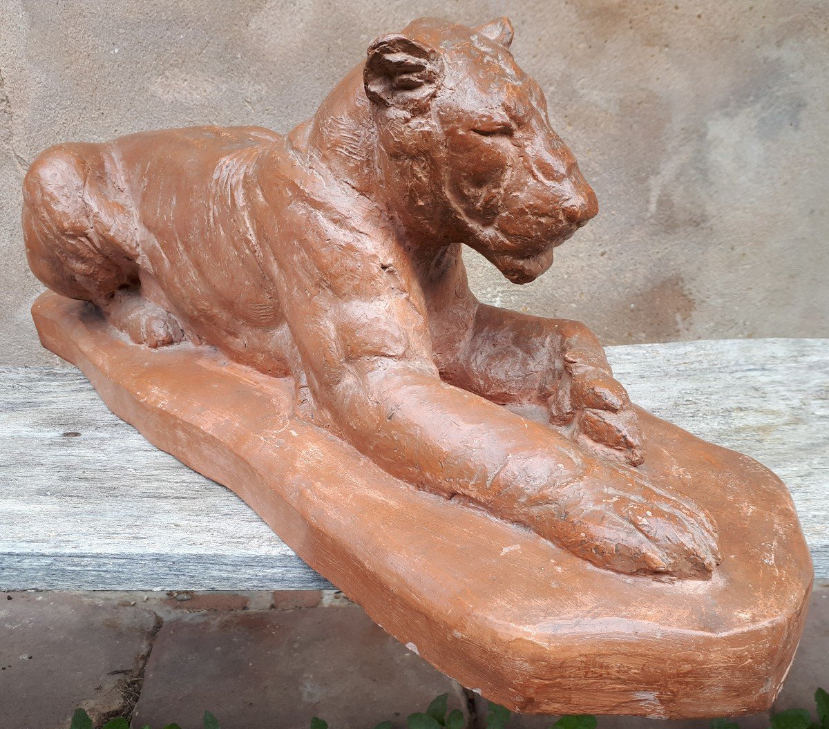 Sculpture d'Une Lionne Allongée, Par Cocry (édition  Martel)-photo-4