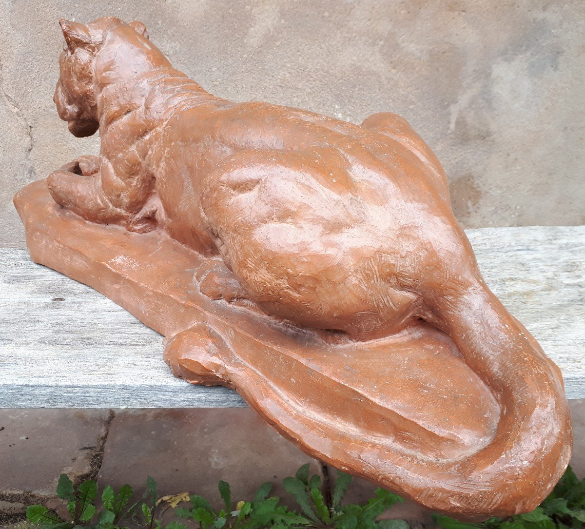 Sculpture d'Une Lionne Allongée, Par Cocry (édition  Martel)-photo-5