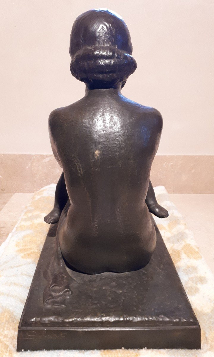 Important Art Deco Bronze Sculpture, By Lucien Gibert-photo-3