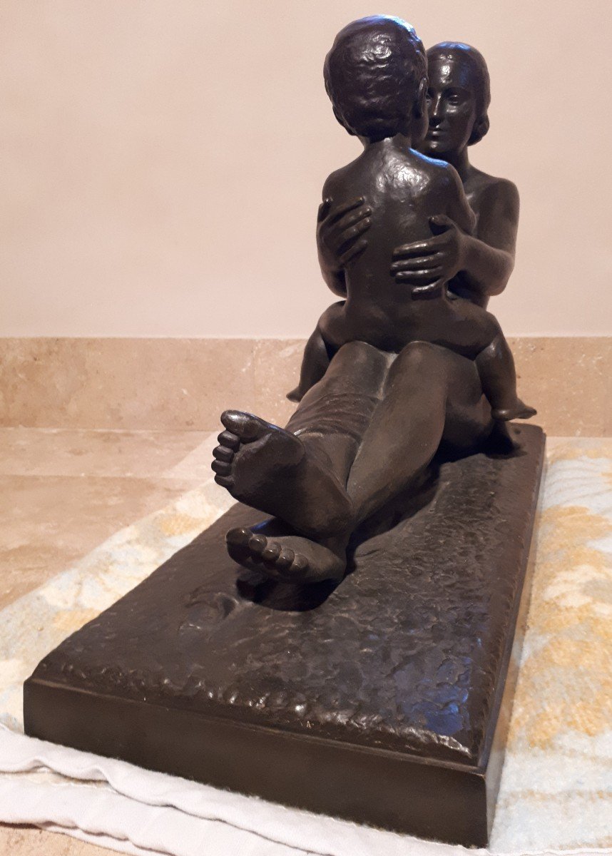 Important Art Deco Bronze Sculpture, By Lucien Gibert-photo-3