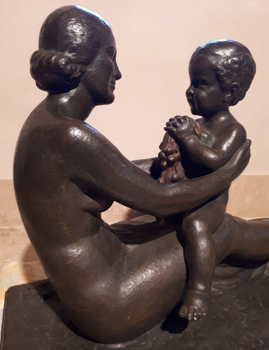 Important Art Deco Bronze Sculpture, By Lucien Gibert-photo-4