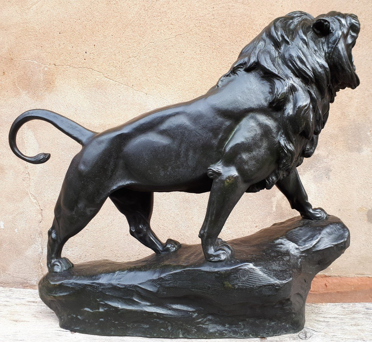 Sculpture En Bronze d'Un Lion Rugissant, Par Léon Bureau-photo-5