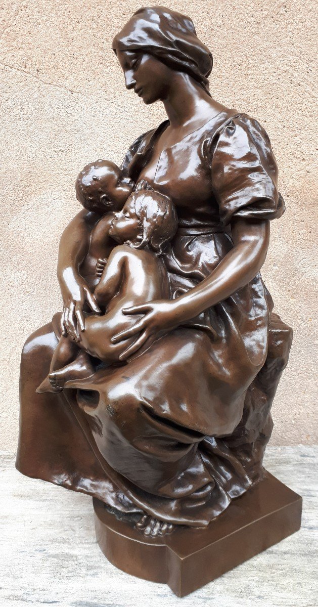 Bronze Sculpture Of A Breastfeeding Mother, By Paul Dubois-photo-2