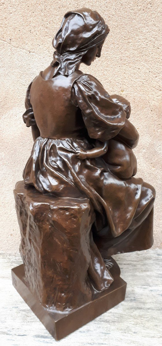 Bronze Sculpture Of A Breastfeeding Mother, By Paul Dubois-photo-2