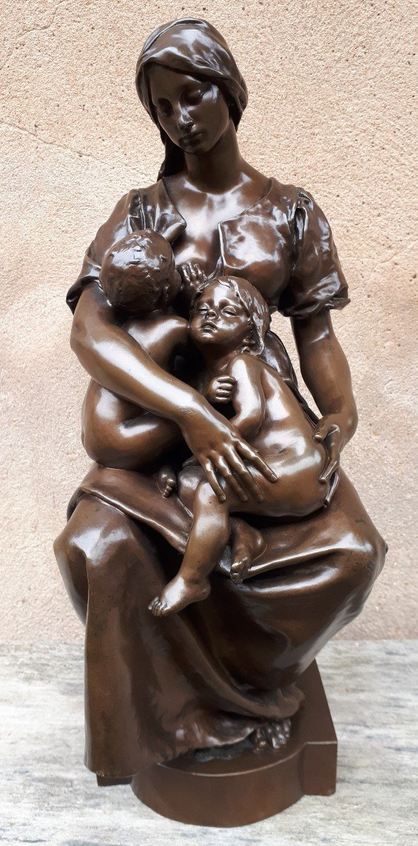 Bronze Sculpture Of A Breastfeeding Mother, By Paul Dubois-photo-5