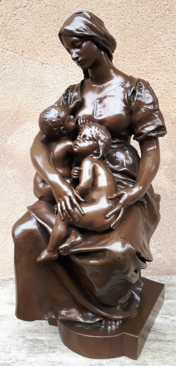 Bronze Sculpture Of A Breastfeeding Mother, By Paul Dubois