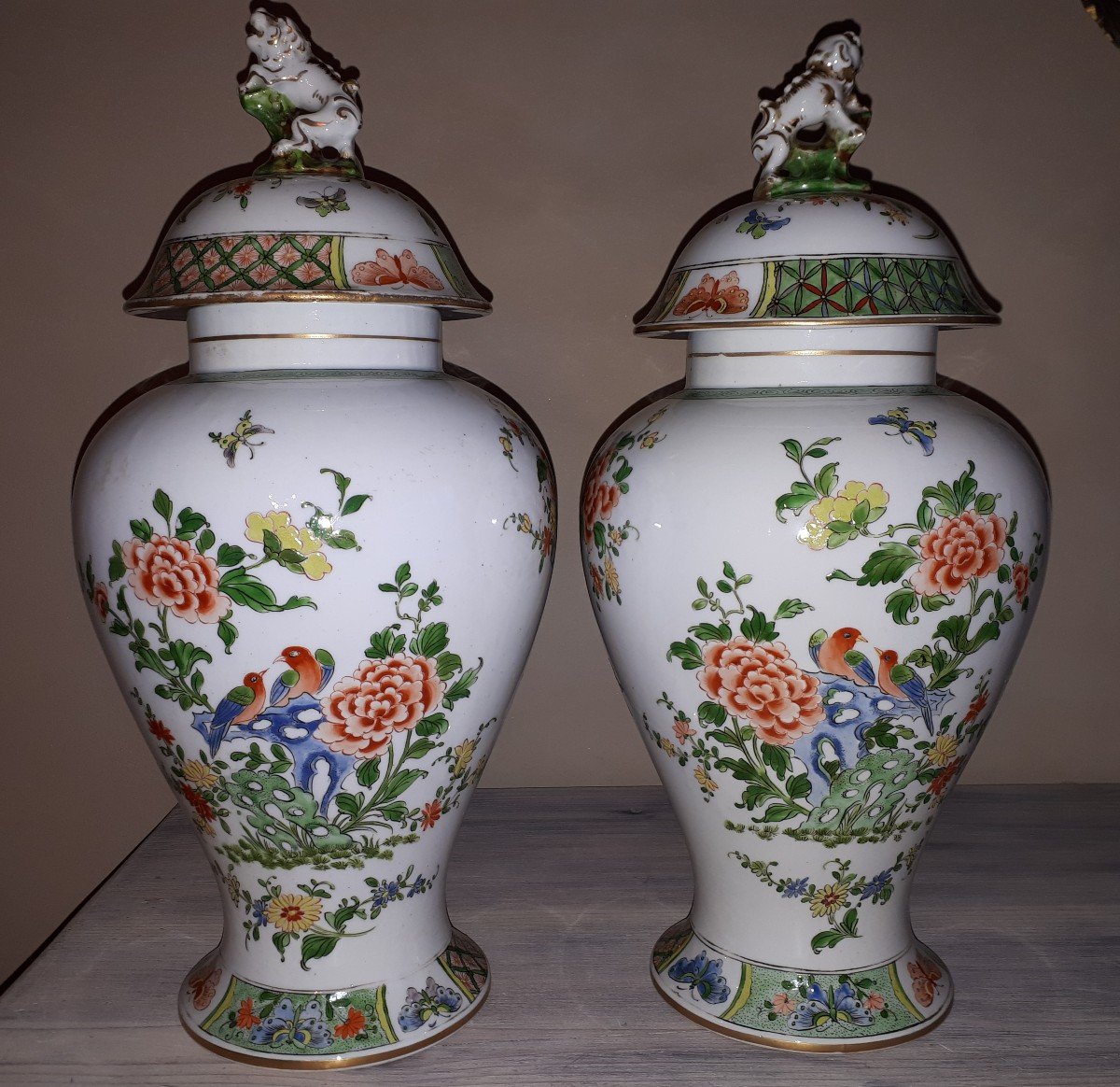 Paire De Vases De Style Famille Verte, Samson XIXe-photo-3