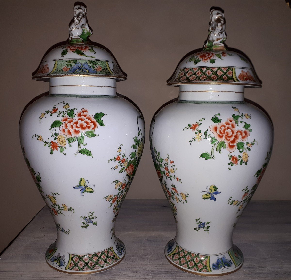 Paire De Vases De Style Famille Verte, Samson XIXe-photo-4