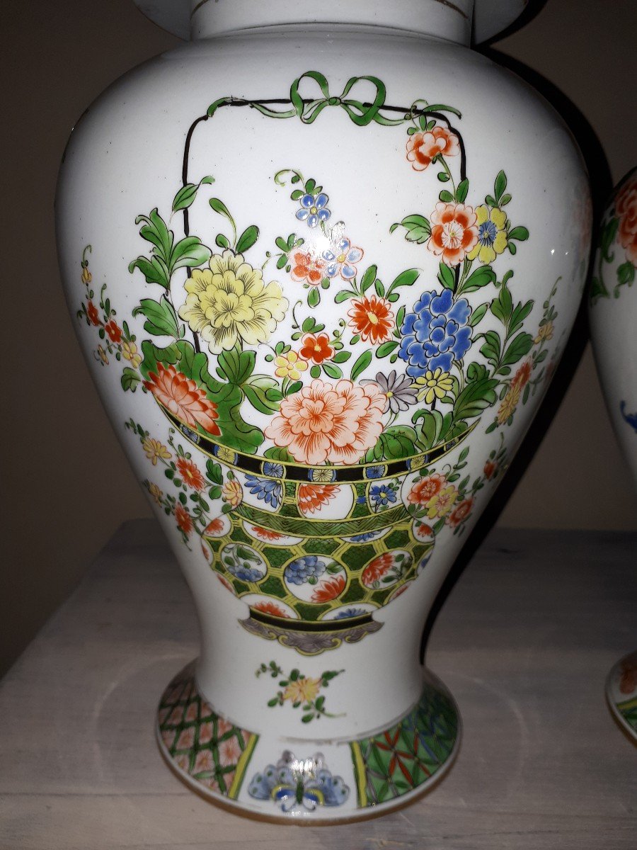 Paire De Vases De Style Famille Verte, Samson XIXe-photo-1