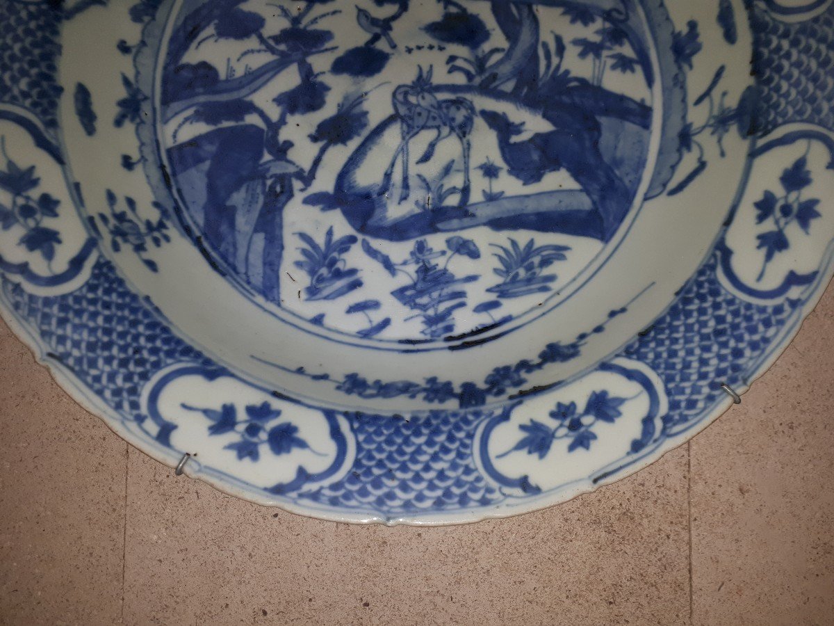 Grand Plat Chinois Bleu Blanc, Chine Dynastie Ming-photo-4