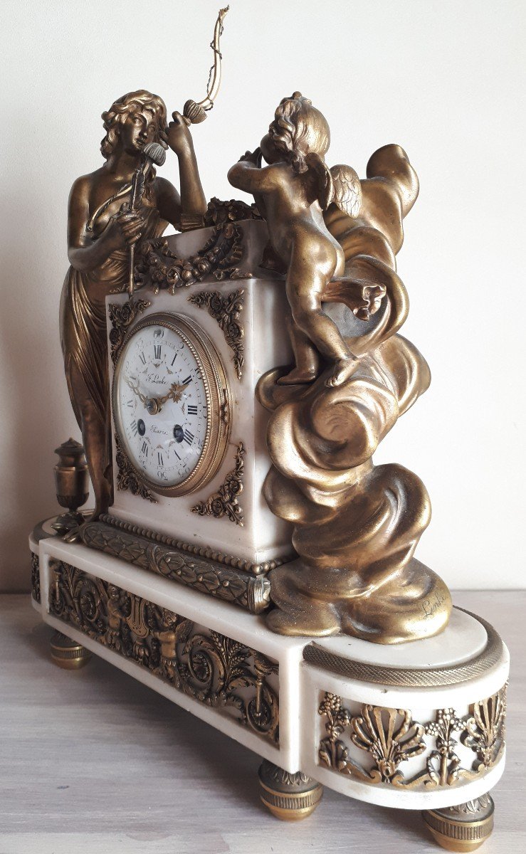 Pendule - Horloge De François Linke En Marbre Et Bronze Doré-photo-2