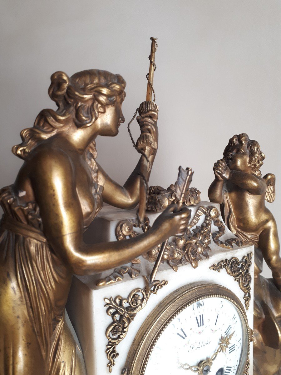 Pendule - Horloge De François Linke En Marbre Et Bronze Doré-photo-8