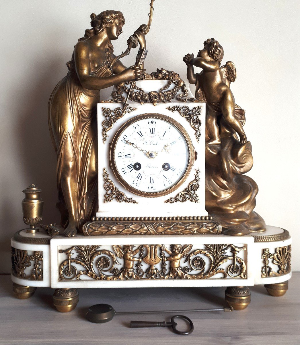 Pendule - Horloge De François Linke En Marbre Et Bronze Doré