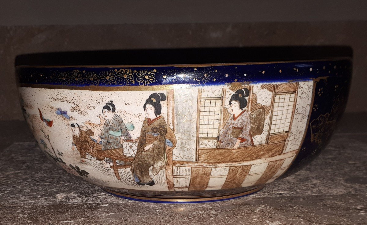 Large Satsuma Earthenware Cup, Meiji Era Japan-photo-1