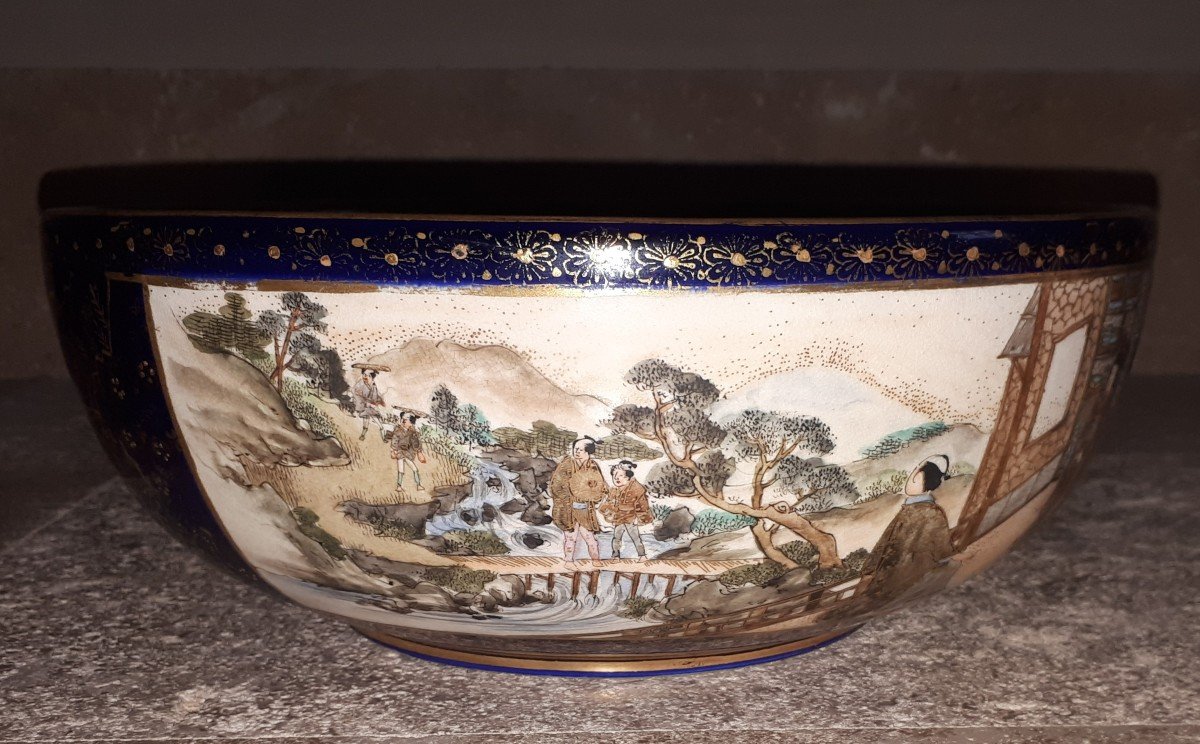 Large Satsuma Earthenware Cup, Meiji Era Japan-photo-2