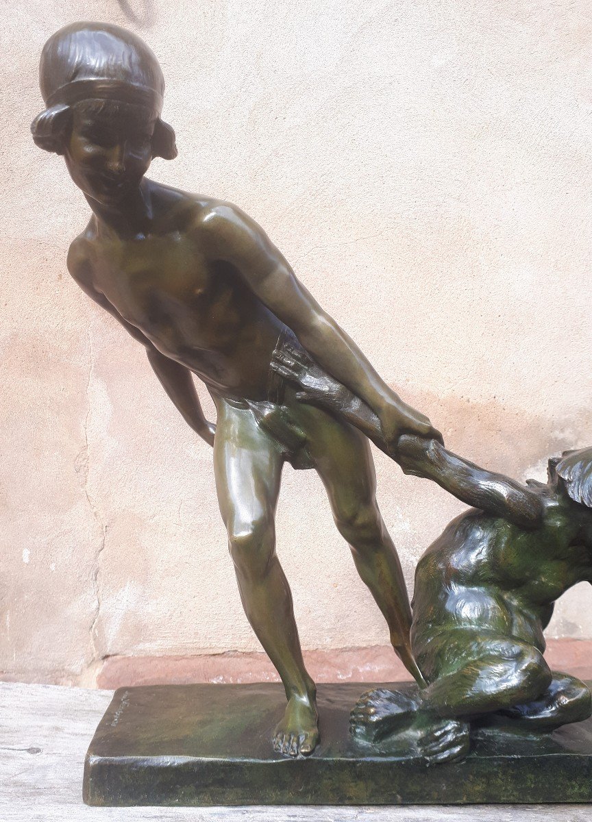 Importante Sculpture En Bronze Art Déco, Par Jean Verschneider-photo-2
