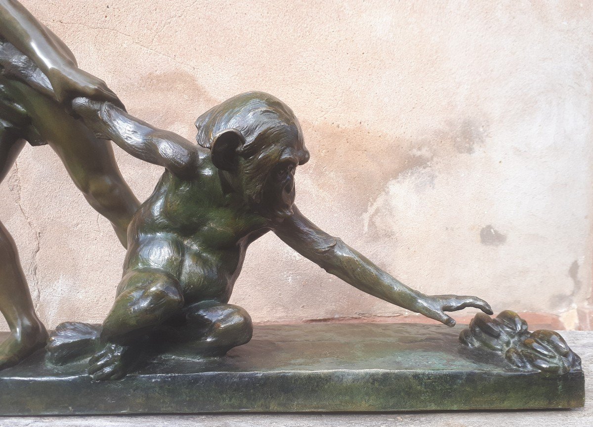Importante Sculpture En Bronze Art Déco, Par Jean Verschneider-photo-3