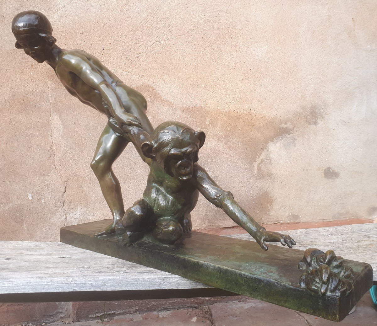 Importante Sculpture En Bronze Art Déco, Par Jean Verschneider-photo-4